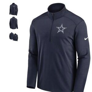 NIKE DALLAS COWBOYS MENS NAVY BLUE PACER LONG SLEEVE 1/4 ZIP PULLOVER